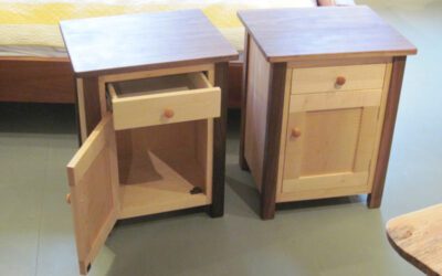 Black Walnut and Tiger Maple Side Tables – $1175