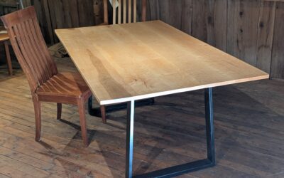 Birdseye Maple on Black Steel DiningTable