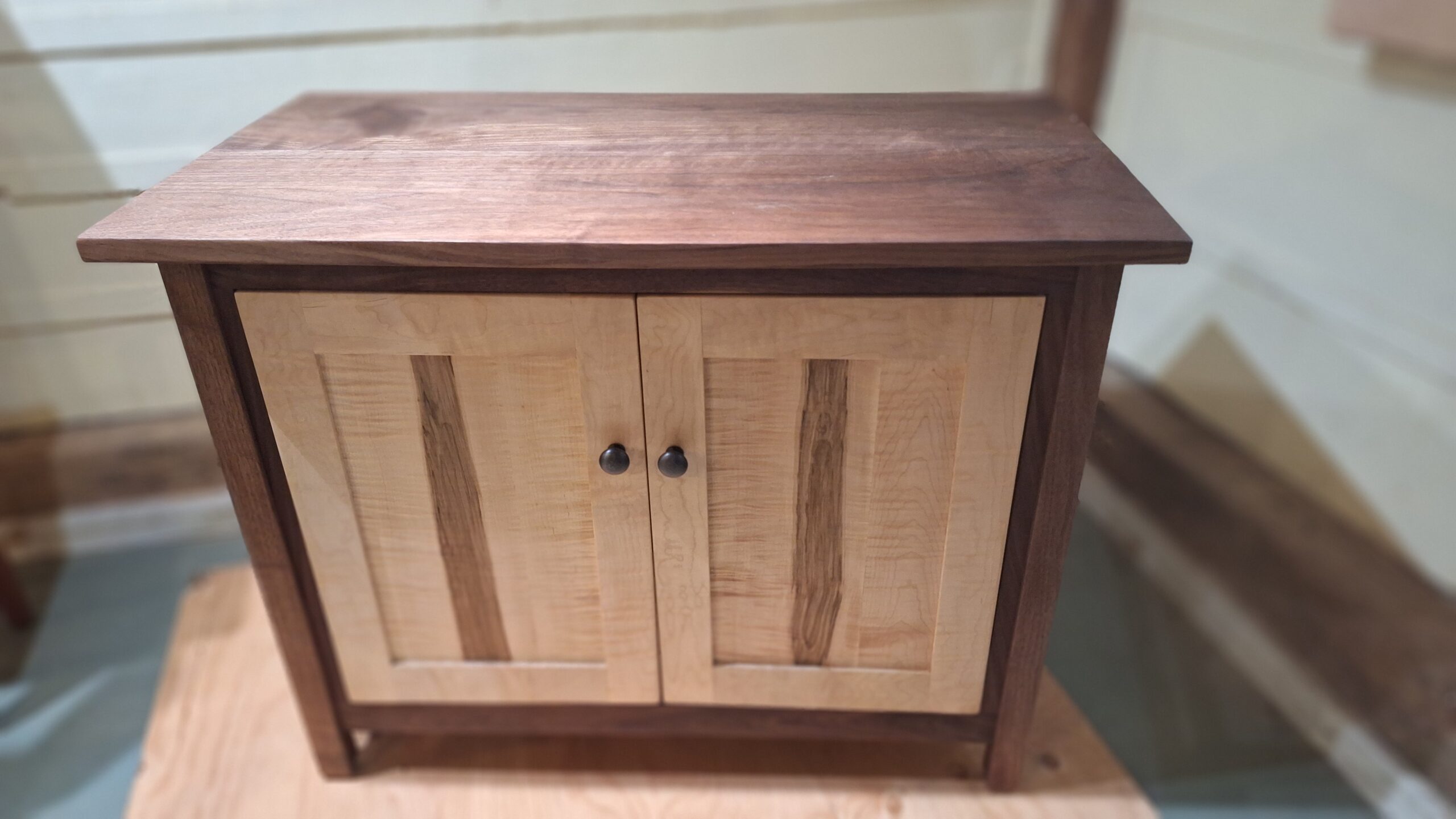 Black Walnut and Curly Maple Cabinet
